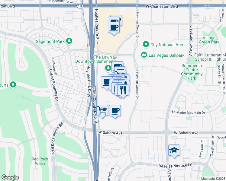 map of restaurants, bars, coffee shops, grocery stores, and more near 2115 Festival Plaza Drive in Las Vegas