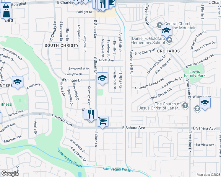 map of restaurants, bars, coffee shops, grocery stores, and more near 5891 Bonita Canyon Avenue in Las Vegas