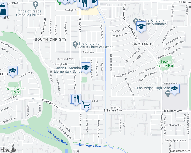 map of restaurants, bars, coffee shops, grocery stores, and more near 2041 Turtlerock Street in Las Vegas