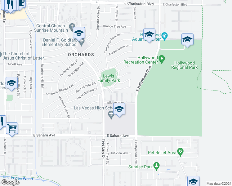 map of restaurants, bars, coffee shops, grocery stores, and more near 2025 Audrey Hepburn Street in Las Vegas