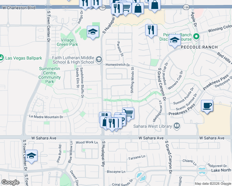 map of restaurants, bars, coffee shops, grocery stores, and more near 1909 Rolling Dunes in Las Vegas