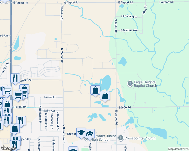 map of restaurants, bars, coffee shops, grocery stores, and more near 2713 North Running Bear Street in Stillwater