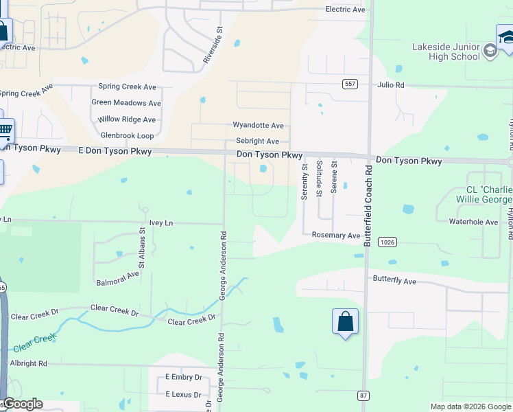 map of restaurants, bars, coffee shops, grocery stores, and more near 3895 George Anderson Road in Springdale