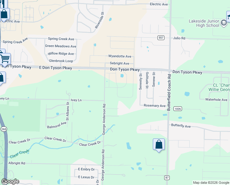 map of restaurants, bars, coffee shops, grocery stores, and more near 3895 George Anderson Road in Springdale