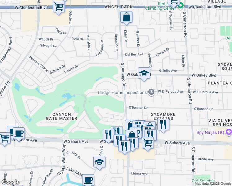 map of restaurants, bars, coffee shops, grocery stores, and more near 8612 Canyon View Drive in Las Vegas