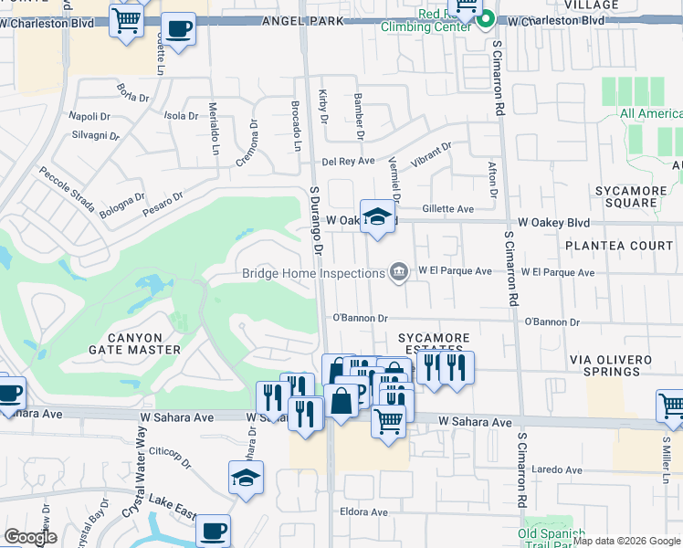 map of restaurants, bars, coffee shops, grocery stores, and more near 2004 Diamond Brook Court in Las Vegas
