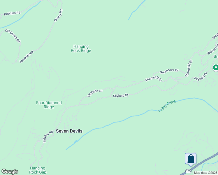 map of restaurants, bars, coffee shops, grocery stores, and more near 403 Cliffside Lane in Seven Devils