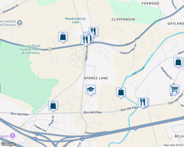 map of restaurants, bars, coffee shops, grocery stores, and more near 1509 Spence Court in Nashville