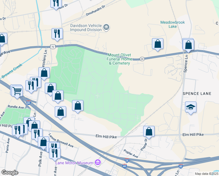 map of restaurants, bars, coffee shops, grocery stores, and more near 1101 Lebanon Pike in Nashville