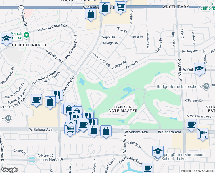 map of restaurants, bars, coffee shops, grocery stores, and more near 8932 Diamond Falls Drive in Las Vegas