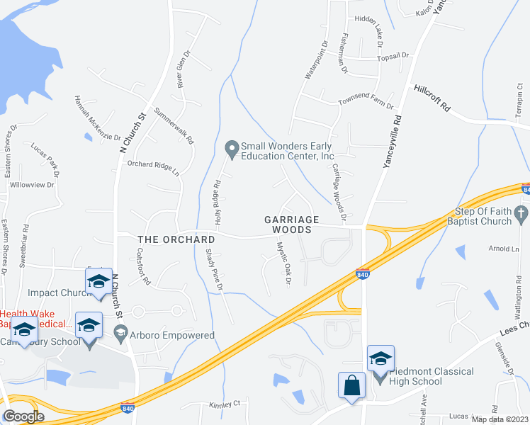 map of restaurants, bars, coffee shops, grocery stores, and more near 8 Old Pine Circle in Browns Summit