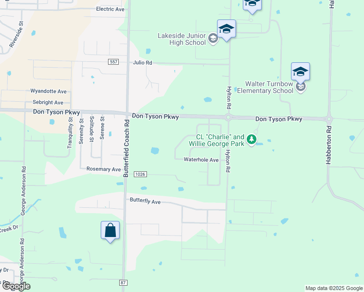 map of restaurants, bars, coffee shops, grocery stores, and more near 3854 Appaloosa Way in Springdale