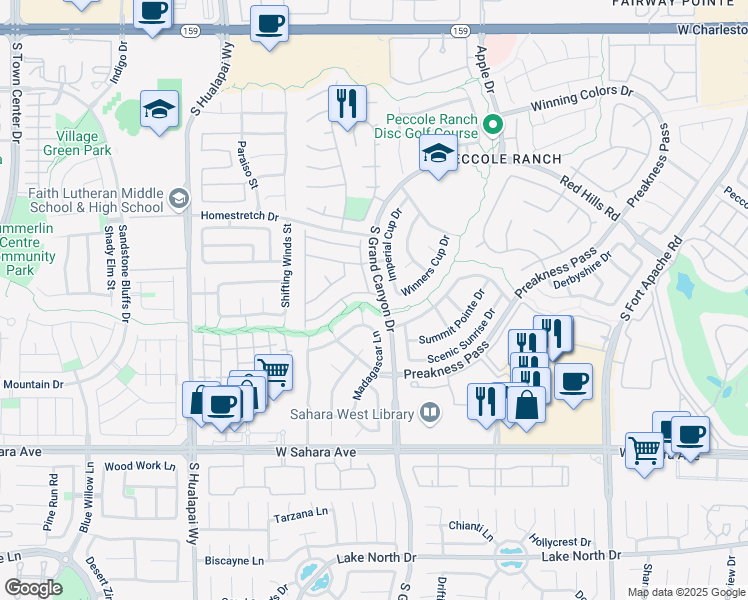 map of restaurants, bars, coffee shops, grocery stores, and more near 9705 Floweret Avenue in Las Vegas