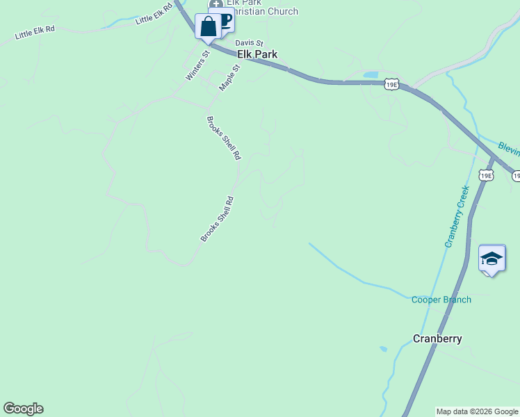 map of restaurants, bars, coffee shops, grocery stores, and more near 222 Hemlock Drive in Elk Park