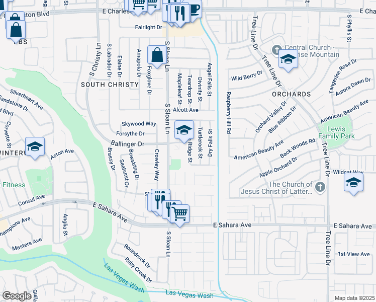 map of restaurants, bars, coffee shops, grocery stores, and more near 89B Falcon Ridge Street in Las Vegas