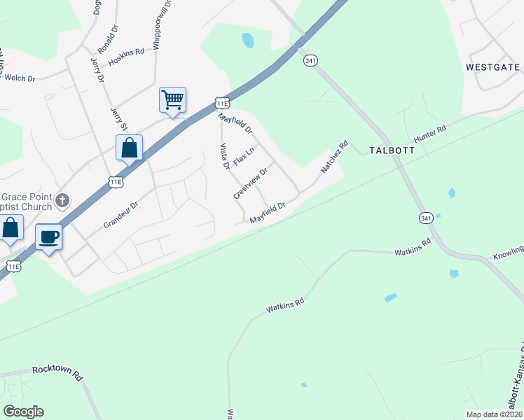 map of restaurants, bars, coffee shops, grocery stores, and more near 2520 Federal Drive in Talbott