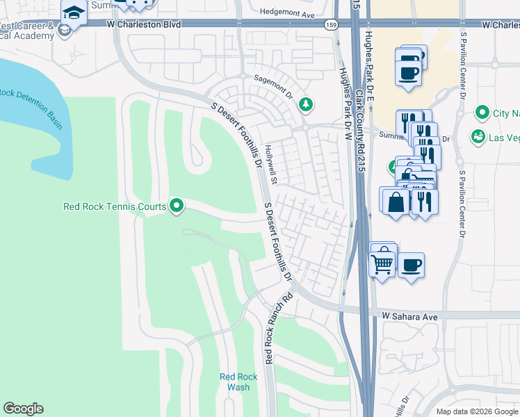 map of restaurants, bars, coffee shops, grocery stores, and more near 2215 Alcova Ridge Drive in Las Vegas