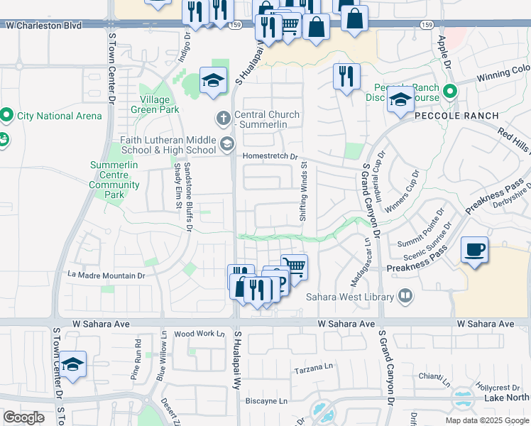 map of restaurants, bars, coffee shops, grocery stores, and more near 1901 Rolling Dunes in Las Vegas