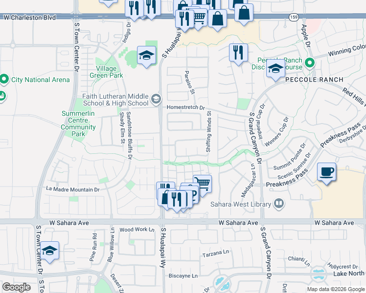 map of restaurants, bars, coffee shops, grocery stores, and more near 10005 Dusty Winds Avenue in Las Vegas