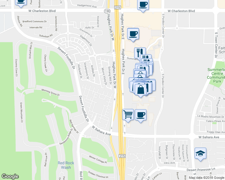 map of restaurants, bars, coffee shops, grocery stores, and more near 2180 Solvang Mill Drive in Las Vegas