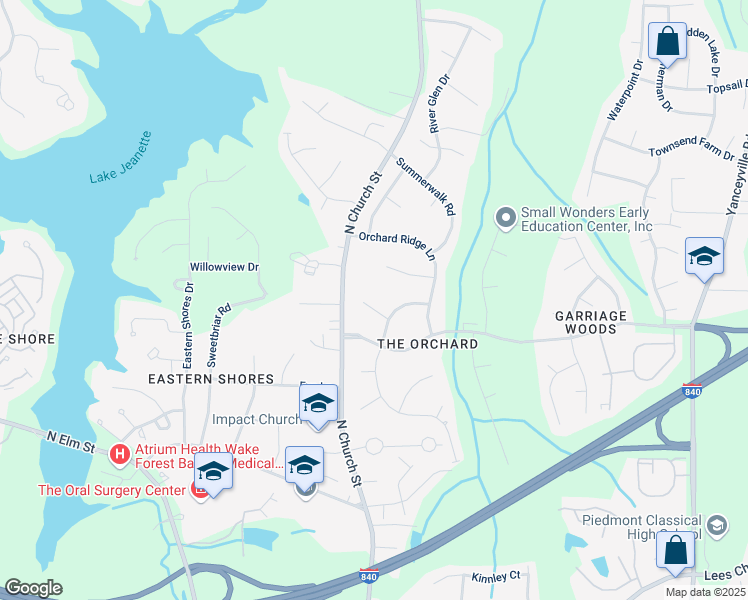 map of restaurants, bars, coffee shops, grocery stores, and more near 7 Carlynn Court in Greensboro