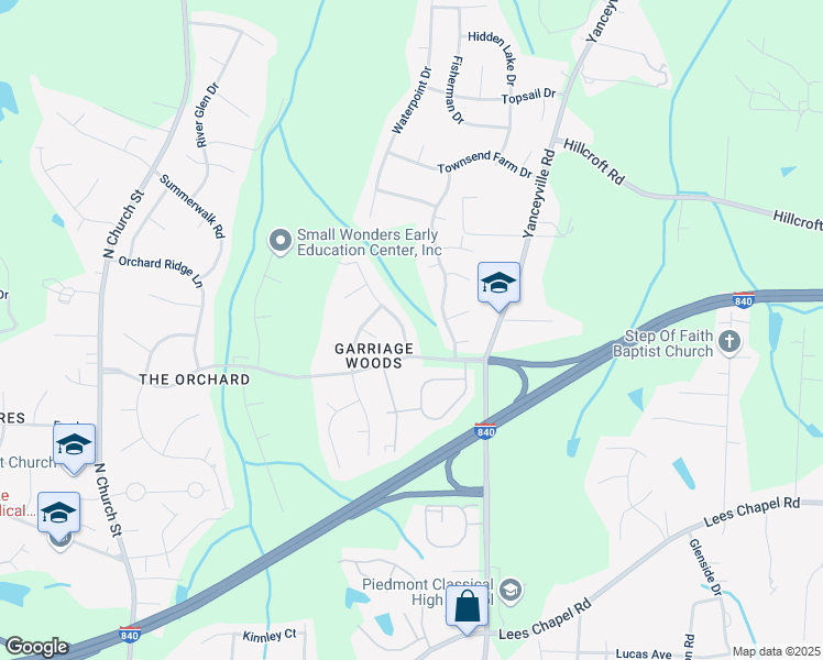 map of restaurants, bars, coffee shops, grocery stores, and more near 5110 Weeping Cherry Drive in Browns Summit