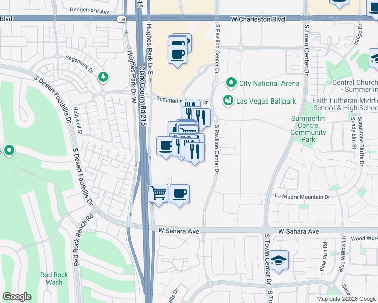 map of restaurants, bars, coffee shops, grocery stores, and more near 720 Festival Plaza Drive in Las Vegas