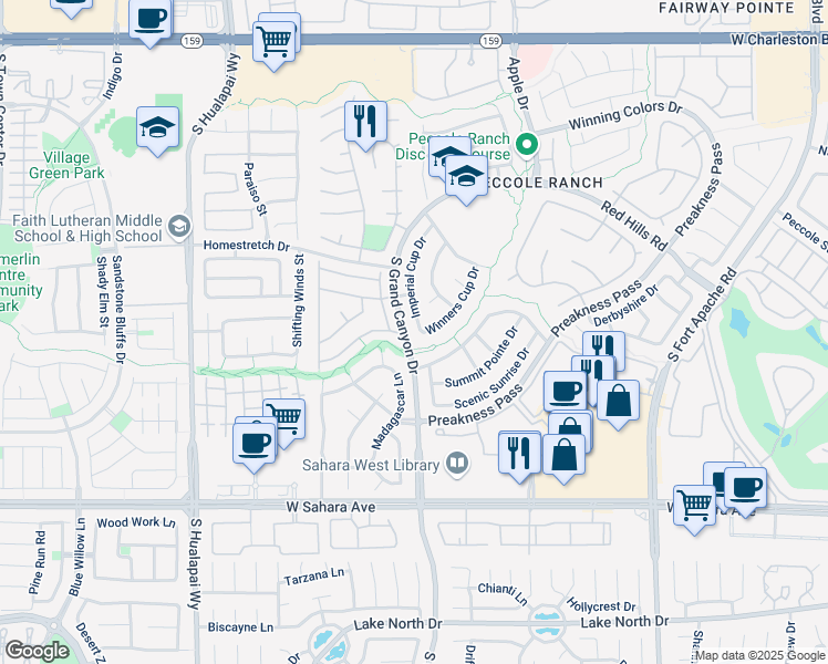 map of restaurants, bars, coffee shops, grocery stores, and more near 8 West Via Olivero Avenue in Las Vegas