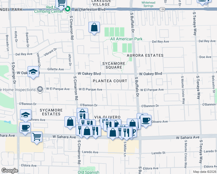 map of restaurants, bars, coffee shops, grocery stores, and more near 1940 Jasmine Joy Court in Las Vegas