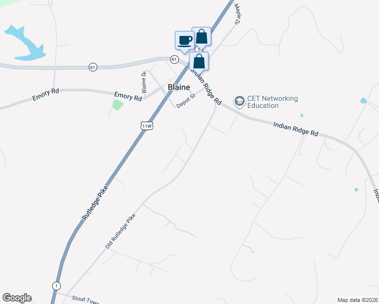 map of restaurants, bars, coffee shops, grocery stores, and more near 206-238 Old Rutledge Pike W in Blaine