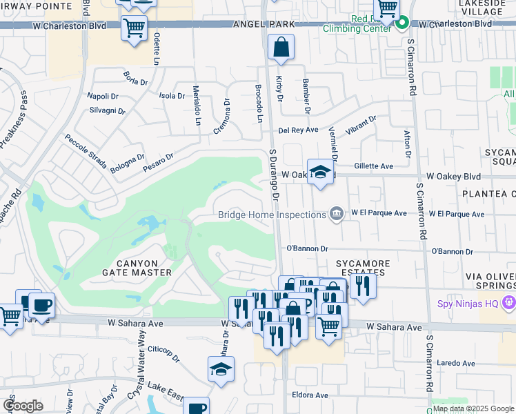 map of restaurants, bars, coffee shops, grocery stores, and more near 1813 Skyline Drive in Las Vegas