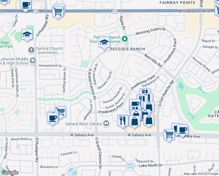 map of restaurants, bars, coffee shops, grocery stores, and more near 1817 Tropical Breeze Drive in Las Vegas