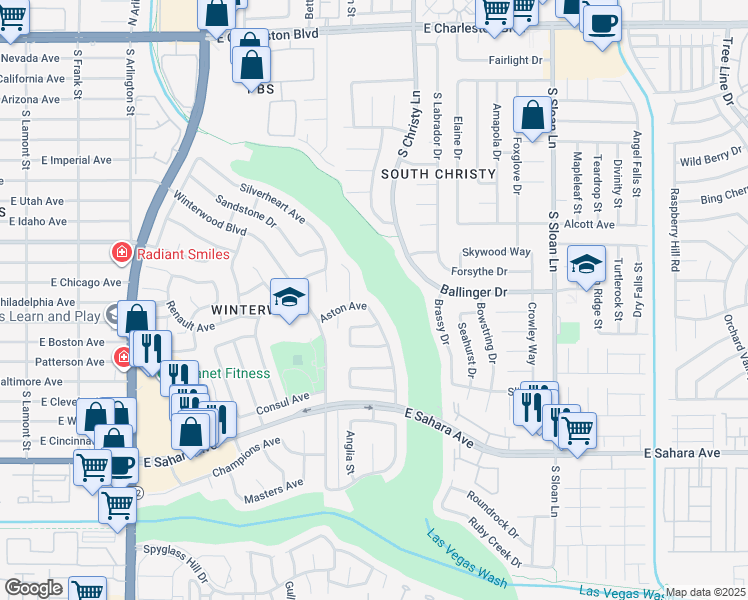 map of restaurants, bars, coffee shops, grocery stores, and more near 1950 Abarth Street in Las Vegas
