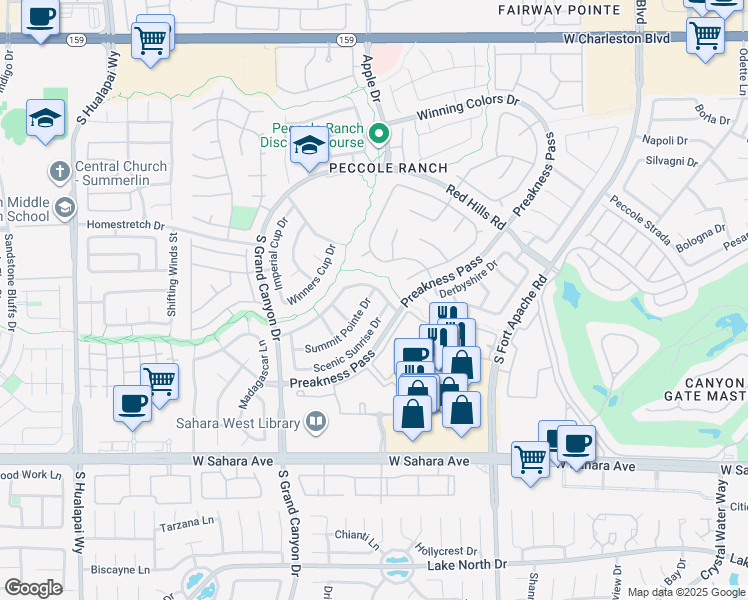 map of restaurants, bars, coffee shops, grocery stores, and more near 1817 Summit Pointe Drive in Las Vegas