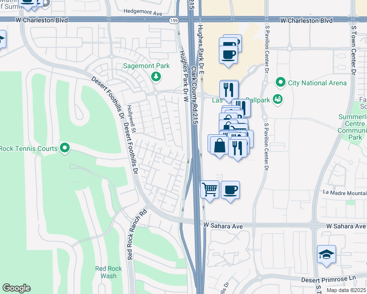 map of restaurants, bars, coffee shops, grocery stores, and more near 2168 Solvang Mill Drive in Las Vegas