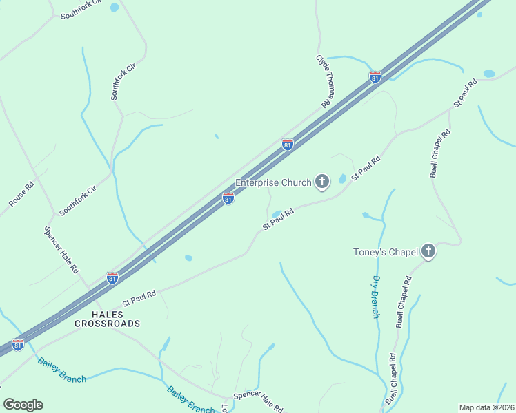 map of restaurants, bars, coffee shops, grocery stores, and more near 4996 Saint Paul Road in Morristown