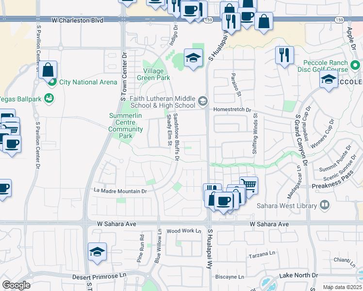 map of restaurants, bars, coffee shops, grocery stores, and more near 1965 Digger Pine Drive in Las Vegas