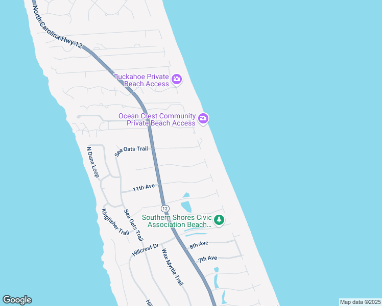 map of restaurants, bars, coffee shops, grocery stores, and more near 5 13th Avenue in Kitty Hawk