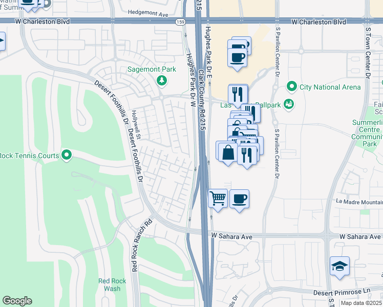 map of restaurants, bars, coffee shops, grocery stores, and more near 2168 Solvang Mill Drive in Las Vegas