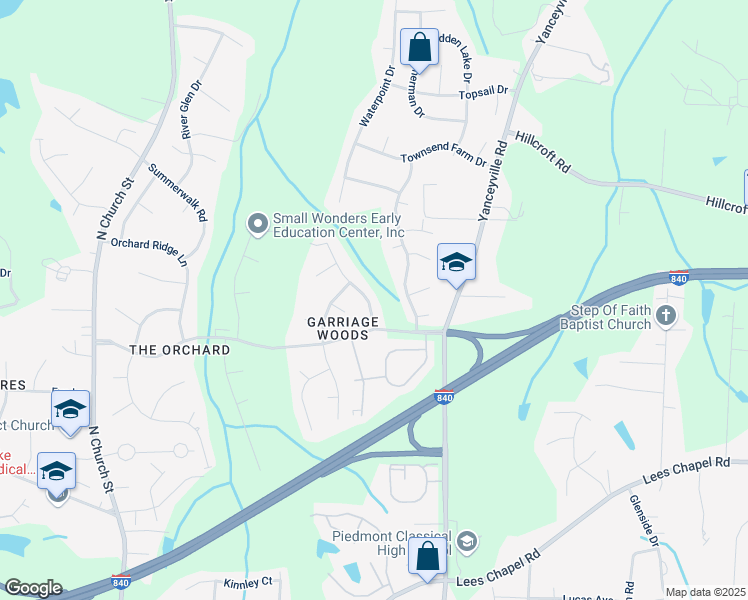 map of restaurants, bars, coffee shops, grocery stores, and more near 5110 Weeping Cherry Drive in Browns Summit