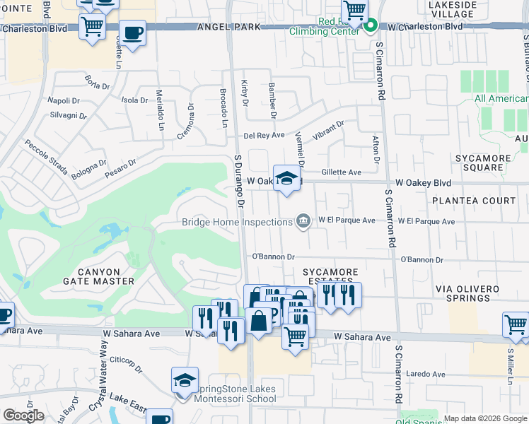 map of restaurants, bars, coffee shops, grocery stores, and more near 1913 Crystal Glen Court in Las Vegas
