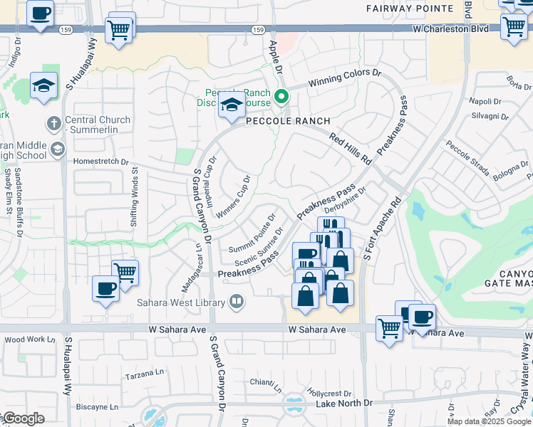 map of restaurants, bars, coffee shops, grocery stores, and more near 1817 Summit Pointe Drive in Las Vegas