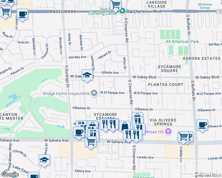 map of restaurants, bars, coffee shops, grocery stores, and more near 8321 Black Brothers Court in Las Vegas