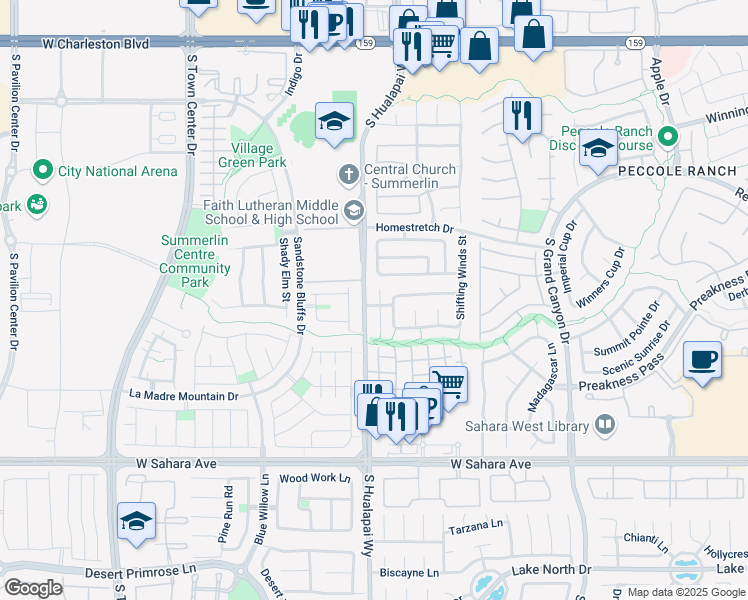 map of restaurants, bars, coffee shops, grocery stores, and more near 1813 Placid Ravine Street in Las Vegas
