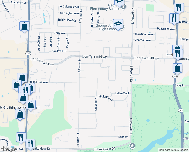 map of restaurants, bars, coffee shops, grocery stores, and more near 112 Edgewood Avenue in Springdale