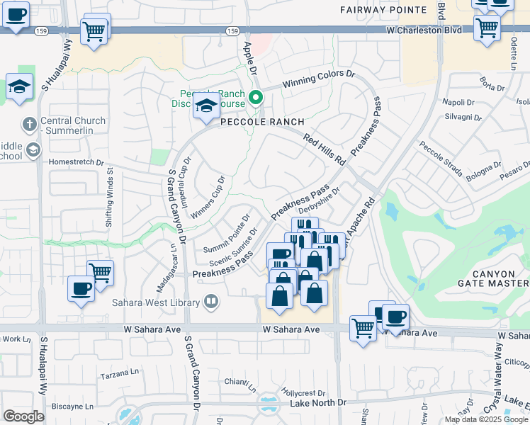 map of restaurants, bars, coffee shops, grocery stores, and more near 9408 Scenic Sunset Drive in Las Vegas
