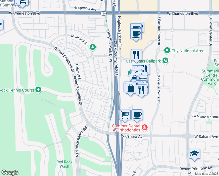 map of restaurants, bars, coffee shops, grocery stores, and more near 2156 Solvang Mill Drive in Las Vegas