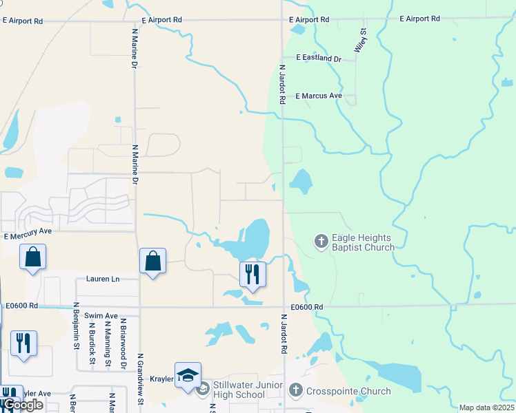 map of restaurants, bars, coffee shops, grocery stores, and more near 1923 East Lone Wolf Avenue in Stillwater