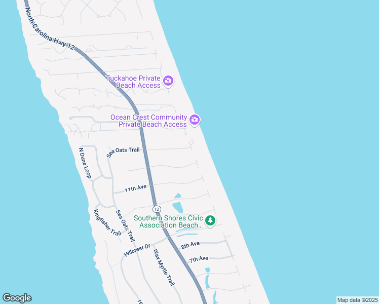 map of restaurants, bars, coffee shops, grocery stores, and more near 5 13th Avenue in Kitty Hawk