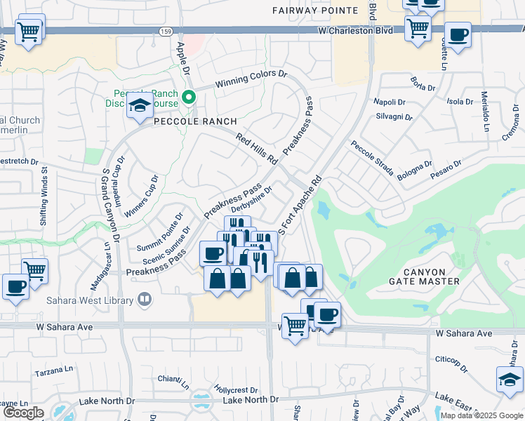 map of restaurants, bars, coffee shops, grocery stores, and more near 1828 Shirewick Drive in Las Vegas